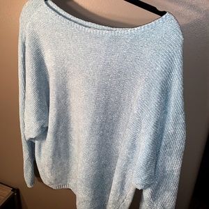 Light blue chenille dolman sleeve sweater